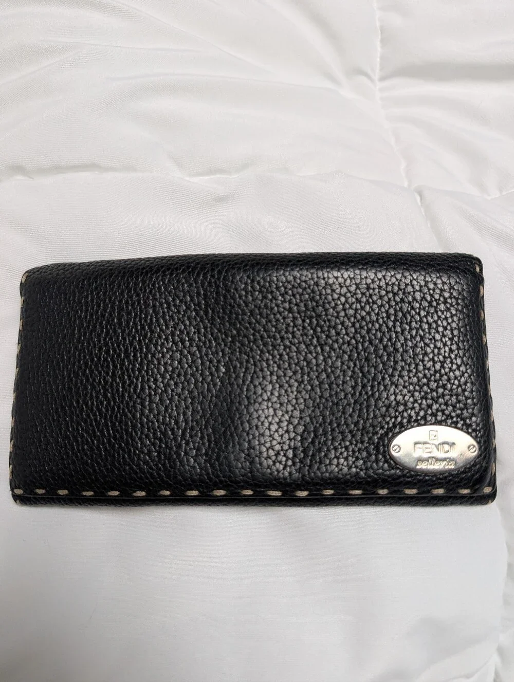 FENDI VINTAGE SELLERIA CONTINENTAL BLACK LEATHER WALLET